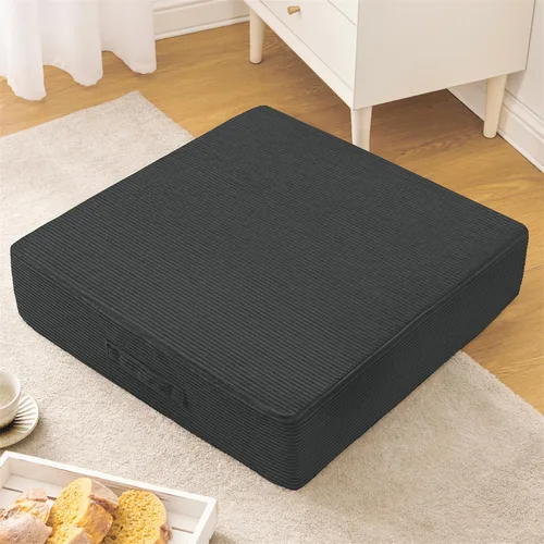 Miniatura 16 de Wellsin Almohadas cuadradas sólidas para el suelo para adultos y niños, cojín grande de meditación con espuma gruesa y funda de terciopelo lavable
