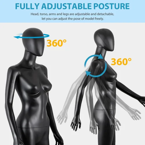 Miniatura 3 de Maniquí femenino de 70 pulgadas de cuerpo completo para vestido de costura, soporte de modelo, maniquí de exhibición realista con postura ajustable