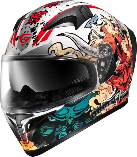 Miniatura 11 de KYPARA Casco de motocicleta de cara completa con visera interna tintada y aprobado por DOT para ciclomotor, ATV Cruiser Scooter