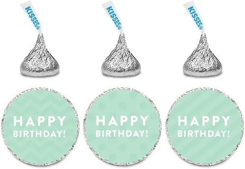 Miniatura 7 de Andaz Press Trío de etiquetas de gotas de chocolate, feliz cumpleaños, lunares, cheurón, rayas, aguamarina, paquete de 216, se adapta a recuerdos
