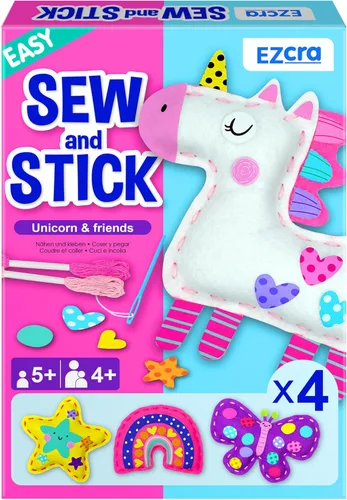 Miniatura 9 de EZCRA Kit de costura Bear & Animal para niños de 4 a 8 años, proyectos de manualidades de fieltro sin ensuciar, 4 artes y manualidades fáciles