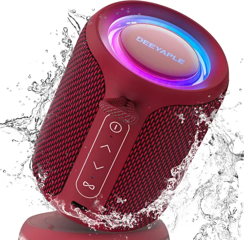Miniatura 8 de Altavoz Bluetooth inalámbrico, IP67 impermeable y a prueba de polvo altavoz portátil con luces, sonido estéreo fuerte de 15 W, batería de 2500 mAh