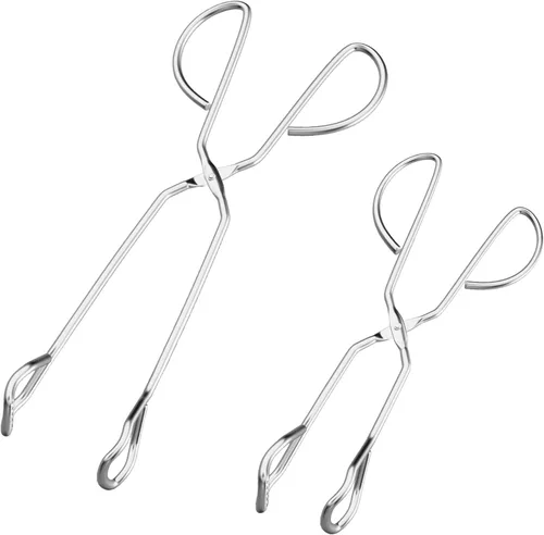 Miniatura 7 de HINMAY Pinzas de cocina de acero inoxidable de 10 pulgadas y 13 pulgadas, resistentes, antideslizantes, cómodas, pinzas de tijera de metal