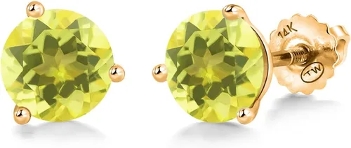 Miniatura 86 de Gem Stone King Aretes de Martini de oro amarillo de 14 quilates Aretes de tuerca de 3 puntas para mujeres y hombres Redondos de 0.236 pulgadas