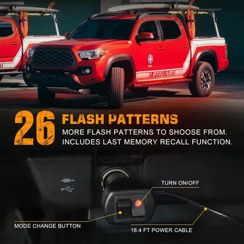 Miniatura 4 de XRIDONSEN 2 Piezas Tira de Luces de Emergencia Rojas de 70 Pulgadas para Camión 864 LED Luces Estroboscópicas de Estribo Policía Bombero Rojo