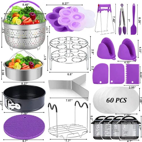 Miniatura 7 de Accesorios para olla instantánea, Sugaroom 100 piezas de accesorios para olla a presión, compatible con accesorios Instant Pot, cestas de vapor de 6
