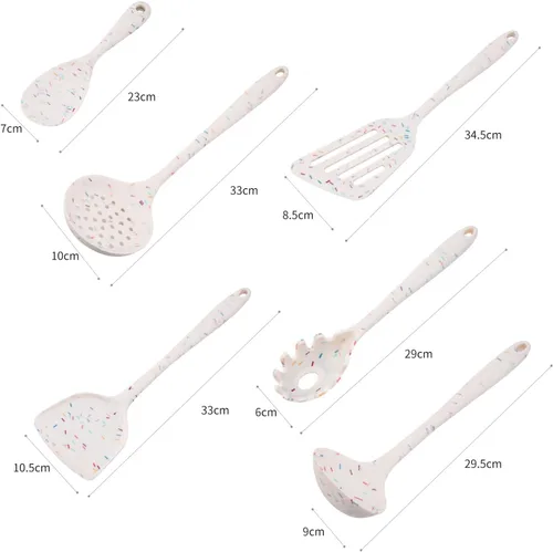 Miniatura 4 de Juego de 6 utensilios de cocina de silicona, utensilios de cocina de silicona, resistentes al calor, alta resistencia al calor hasta 480 °F, diseño