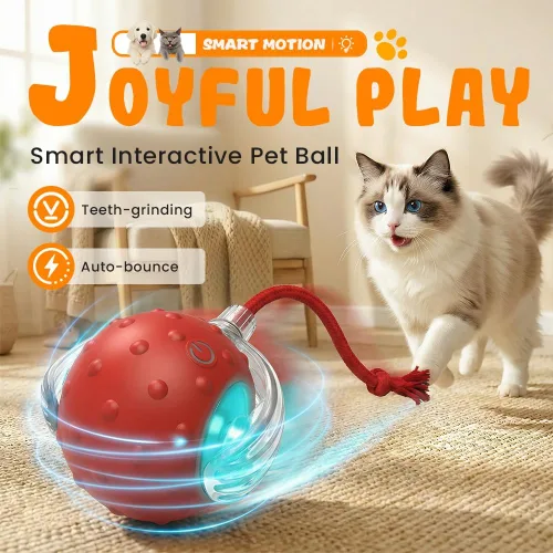 Miniatura 2 de Pelota de juguete interactiva para gatos de interior, conductor fuerte que rueda rápidamente en la alfombra, chirrido y activado por movimiento