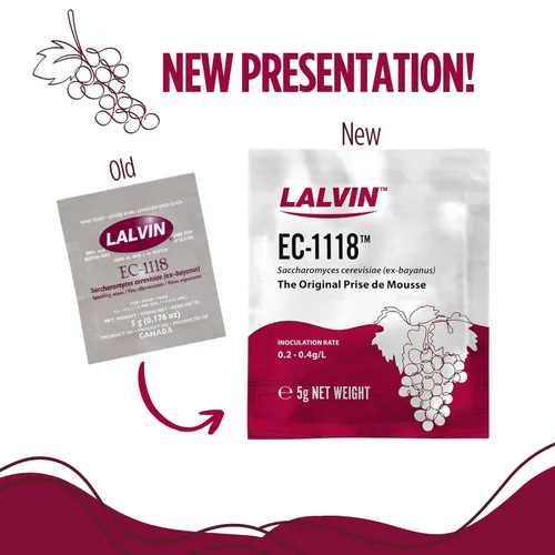 Miniatura 6 de Lalvin EC-1118 Levadura de vino (paquete de 5) - Levadura de champán - Hacer Mead de sidra de vino Kombucha en casa - 0.18 oz Sachets