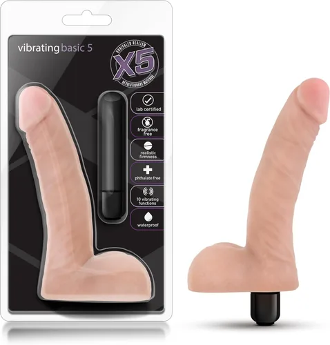 Consolador vibrador Blush de 5.5 pulgadas para principiantes, 10 funciones vibratorias para estimulación intensa, estimulación del punto G, polla