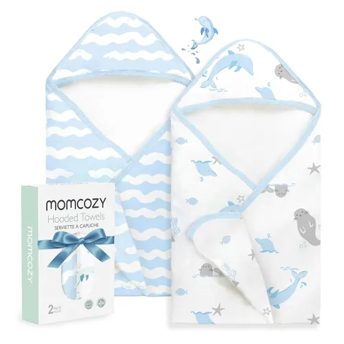 Miniatura 18 de Momcozy Toalla de bebé con capucha, ultra suave y absorbente, juego de toallas de baño grandes para mayor comodidad y suavidad en la piel del bebé