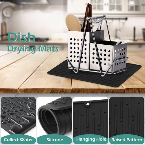 Miniatura 3 de GeeRic Tapete para secar platos, tapete de silicona resistente al calor para encimera de cocina, tapete antideslizante para secar platos, apto