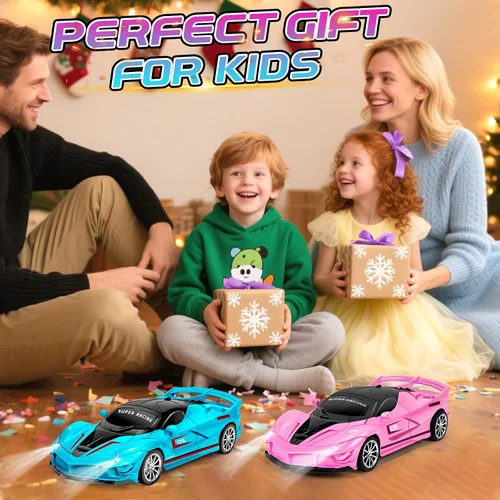 Miniatura 7 de Paquete de 2 Vehículos de Juguete de Control Remoto Rosa Azul para Niños y Niñas, Vehículo de Juguete Rc con Faro y Controlador, Coche de Carreras