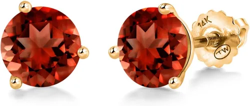 Miniatura 22 de Gem Stone King Aretes de Martini de oro amarillo de 14 quilates Aretes de tuerca de 3 puntas para mujeres y hombres Redondos de 0.236 pulgadas
