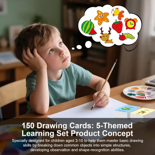 Miniatura 3 de Robot de dibujo para niños, juguetes educativos, kit de aprendizaje de dibujo creativo con 150 tarjetas de palabras, regalo para niñas y niños de 4