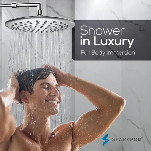 Miniatura 5 de SparkPod Cabezal de ducha de lluvia grande de 9.5 pulgadas, cabezal de ducha de lujo, cabezal de ducha de alta presión, cobertura de cuerpo completo