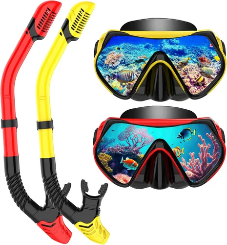 Miniatura 12 de Equipo de esnórquel para adultos, juego de esnórquel máscara de buceo, gafas de natación para adultos con cubierta de nariz, vidrio templado HD