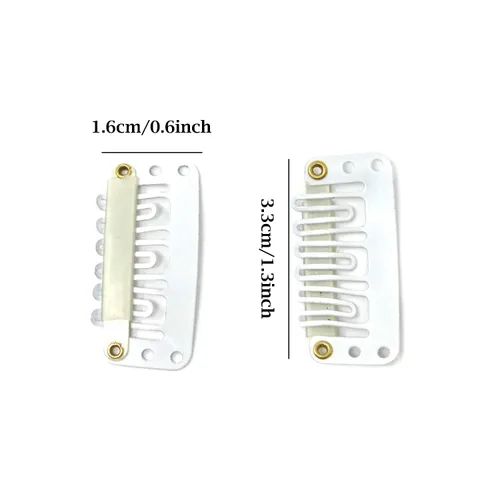 Miniatura 2 de Honbay 50 clips de presión en forma de U de 6 dientes para extensiones de cabello, 1.3 pulgadas (beige)