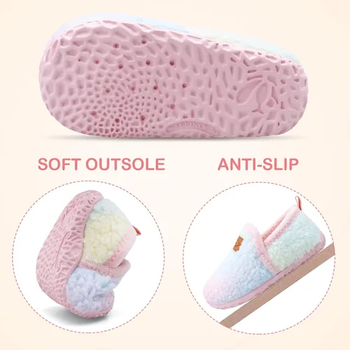 Miniatura 4 de Lefflow - Pantuflas para niños y niñas, zapatos de casa sin cordones para bebés, zapatos ligeros para caminar al aire libre