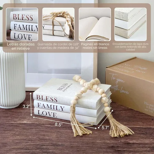 Miniatura 4 de Libros Decorativos Cubiertos de Lino 3 Piezas, Libros Decorativos para Decoración del Hogar, Libros de Mesa de Café Decoración, Decoración de Libros