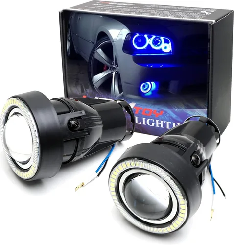 Miniatura 13 de iJDMTOY - Ajuste universal, 3 pulgadas, lámparas de luz antiniebla con ledes 40-SMD, halógenas, anillos Angel Eyes, para cualquier auto., Ultra azul