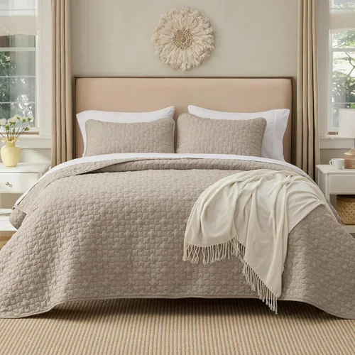 Miniatura 36 de Bedsure Colchas de tamaño California King, colchas ligeras tamaño California King con patrón de tejido de cesta, juego de ropa de cama suave, juego