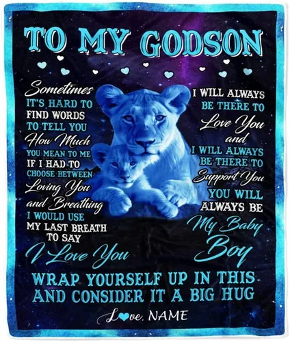 Miniatura 27 de Manta personalizada con texto en inglés «To My Godson», de Godmother Godmother Wolf Moon, My Love for You is Forever Godson Birthday Christmas