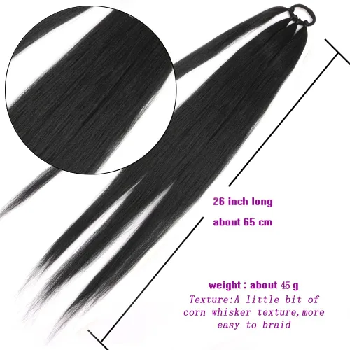 Miniatura 2 de Extensiones de cola de caballo, 2 piezas sintéticas con banda de pelo envolvente alrededor de las extensiones de cabello trenzadas, cola de moño