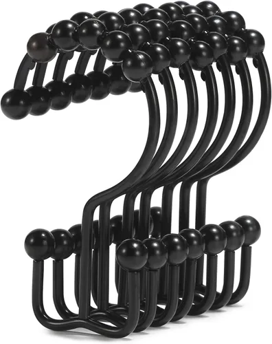 Goowin - Ganchos para cortina de ducha, anillos de cortina de ducha de acero inoxidable, ganchos negros para cortina de ducha, anillos de cortina de