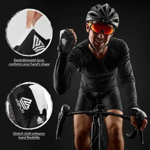 Miniatura 4 de Guantes de bicicleta para hombres y mujeres con almohadilla antideslizante que absorbe los golpes, guantes de ciclismo ligeros de medio dedo