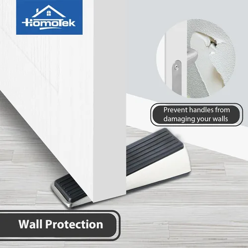 Miniatura 4 de HOMOTEK Paquete de 4 topes de puerta para la parte inferior de la puerta, topes de puerta de cuña resistentes, protectores de pared para debajo