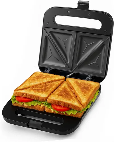 Miniatura 16 de OVENTE - Parrilla eléctrica para panini con placas antiadherentes, luces indicadoras LED, control de termostato, sandwichera compacta perfecta