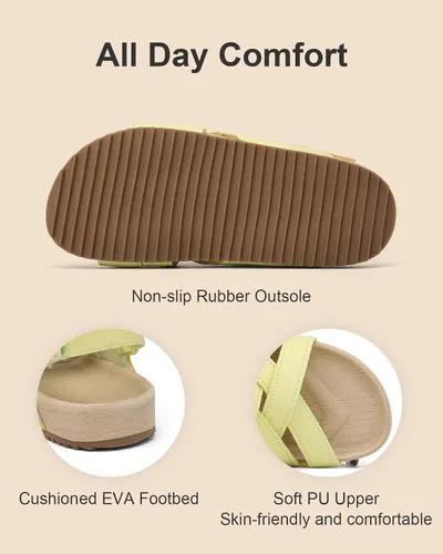 Miniatura 4 de Cubufly Sandalias para niños pequeños, de doble correa, planas, cómodas, para verano, correas elásticas en la parte trasera con gancho