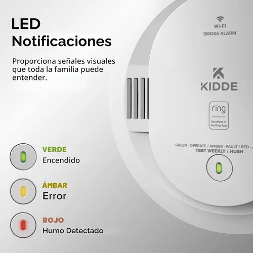Miniatura 13 de Kidde Smart Smoke and Carbon Monoxide Detector, Ring App Enabled for Real-Time Notifications, Hardwired Alarm, AA Backup Battery