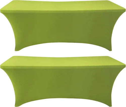 SEPARO Paquete de 2 Cubiertas de Mesa Verdes de 4 Pies Mantel Rectangular Ajustado Tela Elástica Mantel de 4 pies Sin Arrugas para Fiestas Ferias