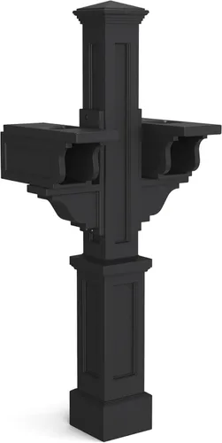 Mayne Rockport - Poste de correo de doble brazo, color negro, 18 pulgadas de largo x 23 pulgadas de ancho x 56.5 pulgadas de alto, poste estándar, 2