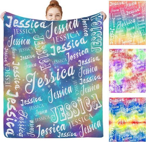Miniatura 22 de Manta personalizada con nombre para bebés, niños y niñas, mantas de bebé personalizadas con nombre para adultos y niños, manta personalizada