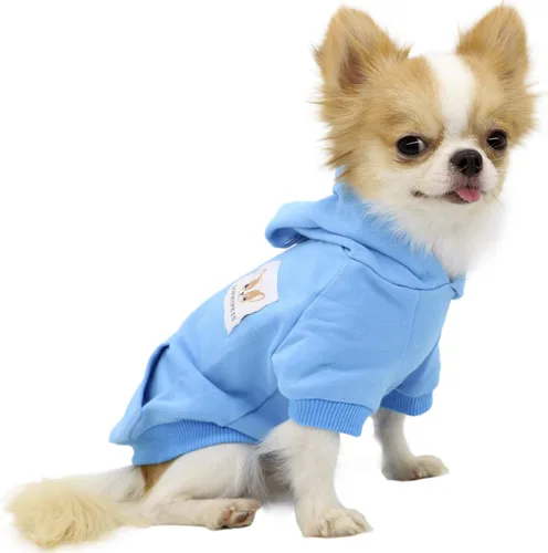 Miniatura 8 de LOPHIPETS Sudadera ligera de algodón para perros pequeños – Sudadera con capucha para chihuahuas, cachorros y razas en miniatura - Azul/XS