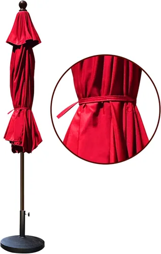 Miniatura 9 de EliteShade USA - sombrilla de 9 pies para patio, sombrilla de mesa para exteriores con ventilación, no se decolora durante 10 años, Logo Rojo