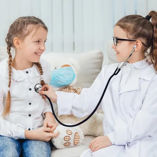 Miniatura 6 de Juguete de Estetoscopio para Niños, Paquete de 2 Estetoscopio de Enfermería Funcional Real para Niños, Kit Médico de Juguete para Niños Pequeños, M