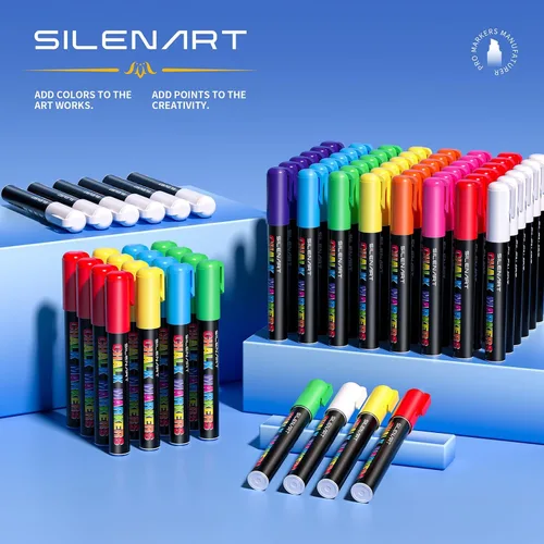 Miniatura 2 de SILENART Marcadores de tiza negra para ventana, punta gigante, rotulador de coche de 0.591 in, 2 unidades Pluma de pintura lavable grande