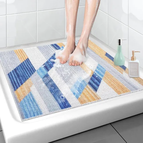 Miniatura 27 de Tapete de ducha antideslizante grande tapete de bañera antideslizante de 24 x 32 pulgadas, tapete de ducha de lufa para ducha interior, almohadilla