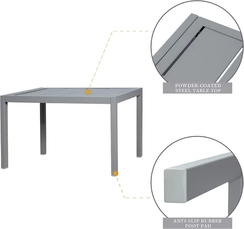 Miniatura 6 de Domi - Juego de 3 sillas reclinables ajustables para exteriores, para todo tipo de clima, con mesa auxiliar para patio, piscina, patio (azul)