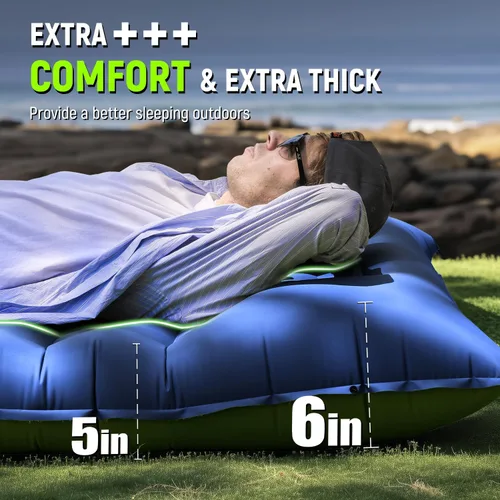 Miniatura 2 de Myxslop Colchoneta para dormir, colchoneta inflable ultraligera para acampar con almohada y bomba, colchón de aire súper portátil, ideal