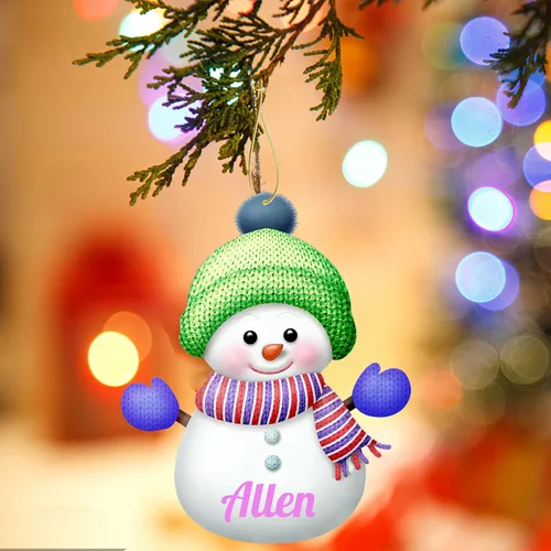 Miniatura 5 de 7 adornos de Navidad personalizados de muñeco de nieve con nombre, adornos familiares personalizados para árbol de Navidad, decoración colgante