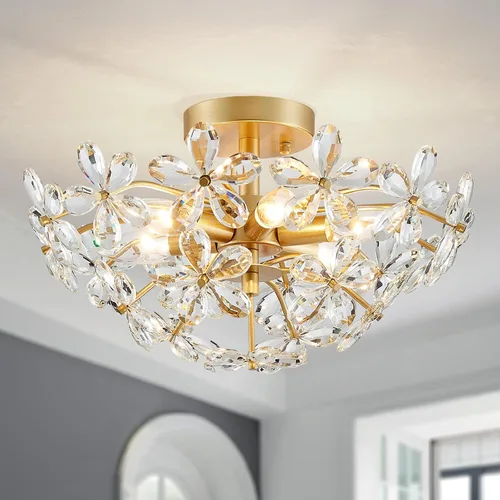 Miniatura 20 de WUZUPS Candelabro colgante de cristal con 5 luces, lámpara de techo moderna para dormitorio, pasillo, bar, cocina, baño, 20.3 pulgadas de alto
