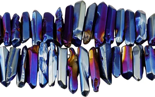 Miniatura 9 de TUMBEELLUWA Puntas de cristal de cuarzo para bisutería Cuentas de cristal de cuarzo con revestimiento de titanio pulidas o en bruto 15 pulgadas