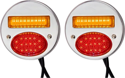 Miniatura 6 de FATECIM Luz Trasera LED Vintage Duolamp 12V Indicador de Parada Trasera Señales de Giro Secuenciales de Flujo Lámpara de Matrícula Lente Ahumado