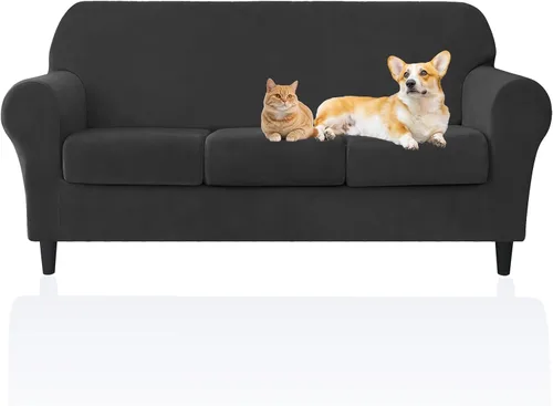 Miniatura 2 de Deisy Dee Fundas de terciopelo para sofá, fundas elásticas suaves para sofá de 3 cojines, tela apta para mascotas y duradera, para perros