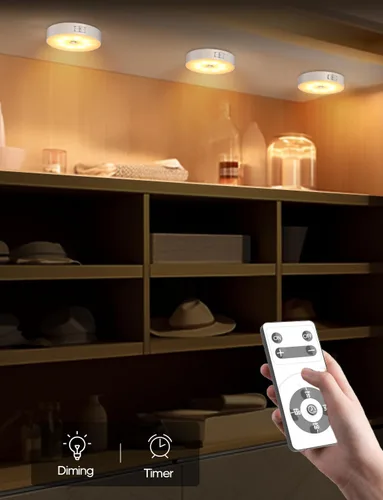 Miniatura 3 de GOODEA Luz nocturna con sensor de movimiento, luces de disco a pilas con control remoto, luz nocturna blanca cálida regulable, luz suave de 3000 K